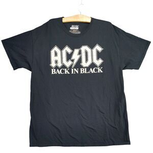 AC/DC Back In Black T Shirt Size XL Black Big Graphic Logo Short Sleeve